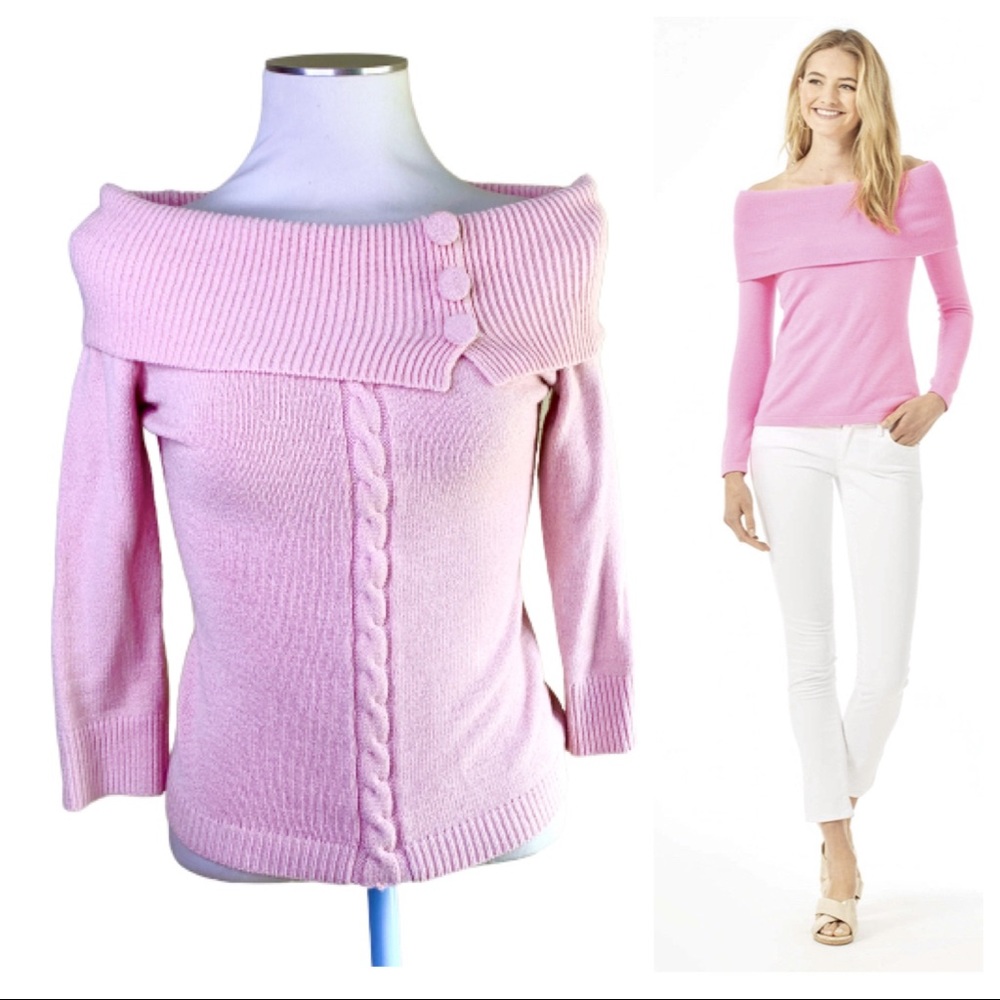 Arden B off-shoulder knit pink sweater for spring
